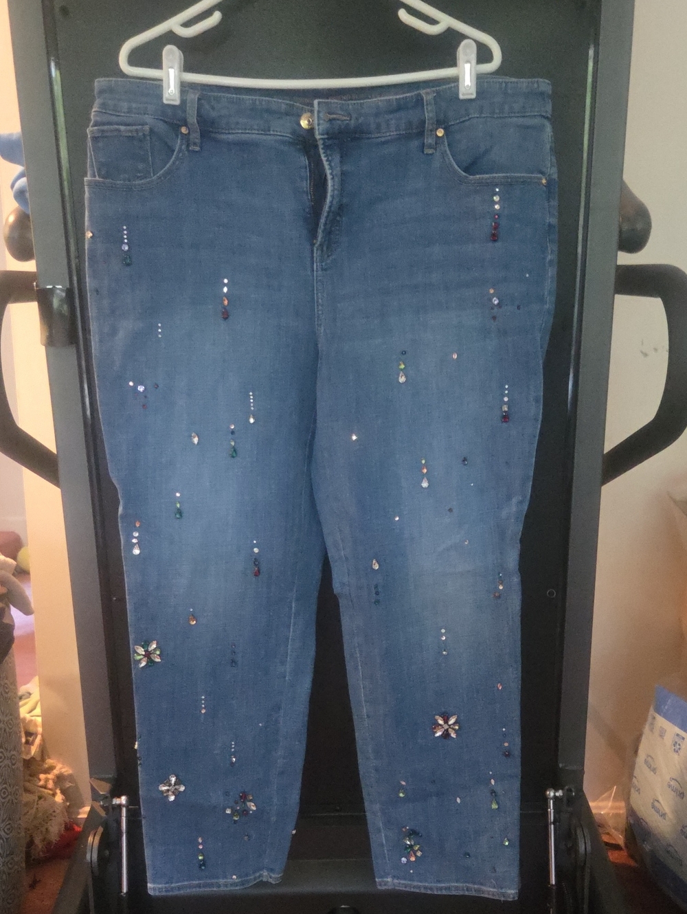 Chico's Denim Straight-Leg Jeans with Beaded Embellishments